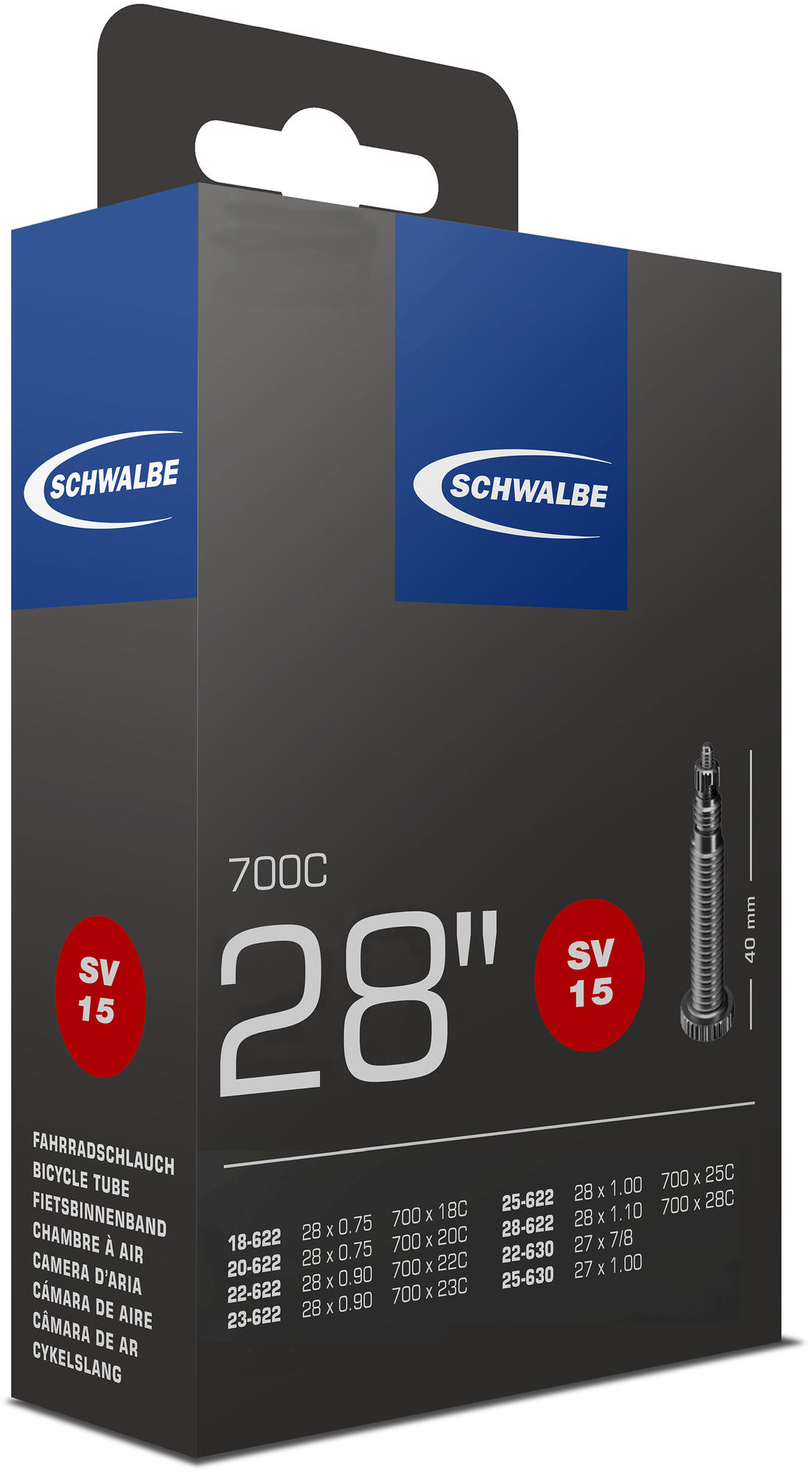 Schlauch "SV15" 28" rot SCHWALBE